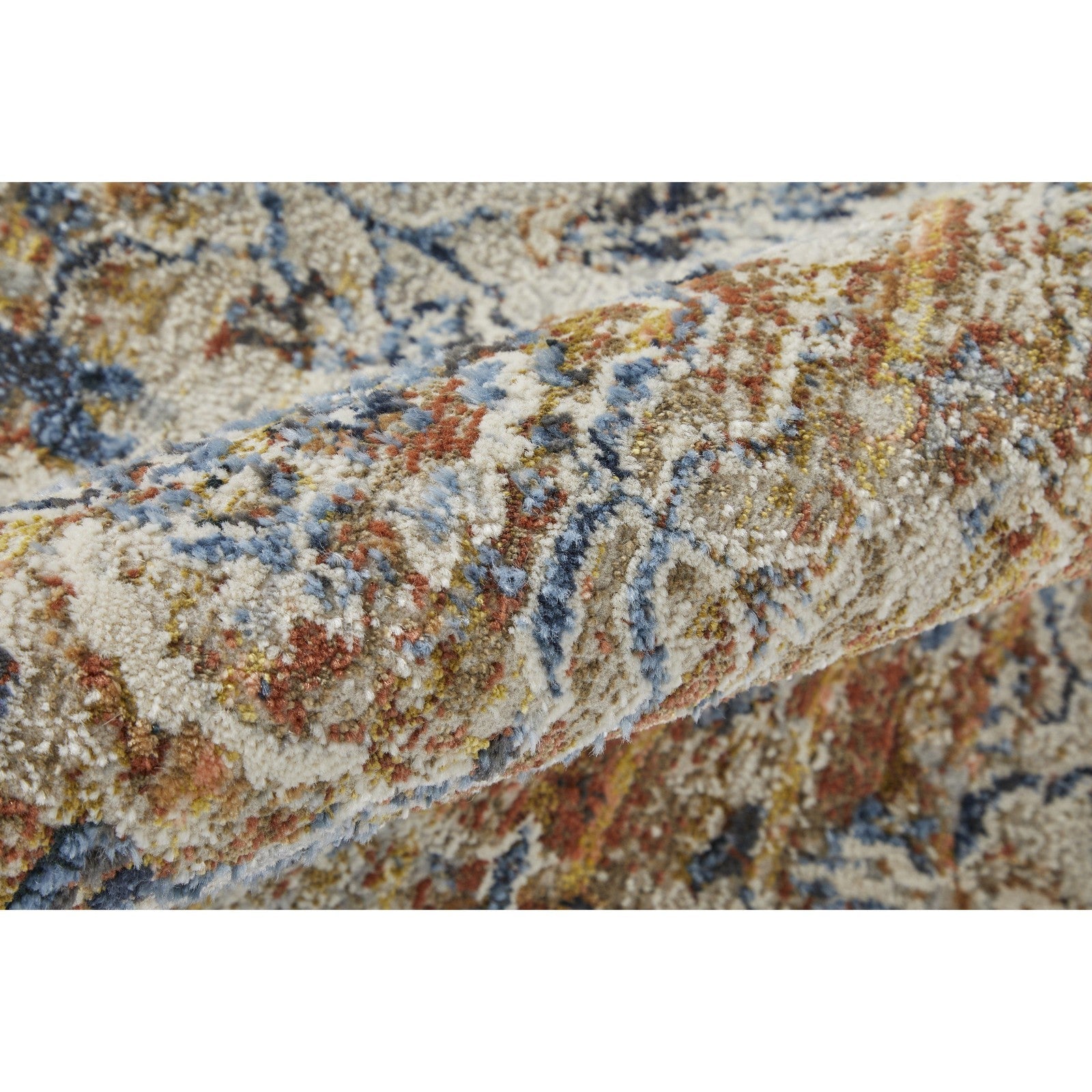 Feizy Kaia 39HVF Transitional Medallion in Tan/Ivory/Orange