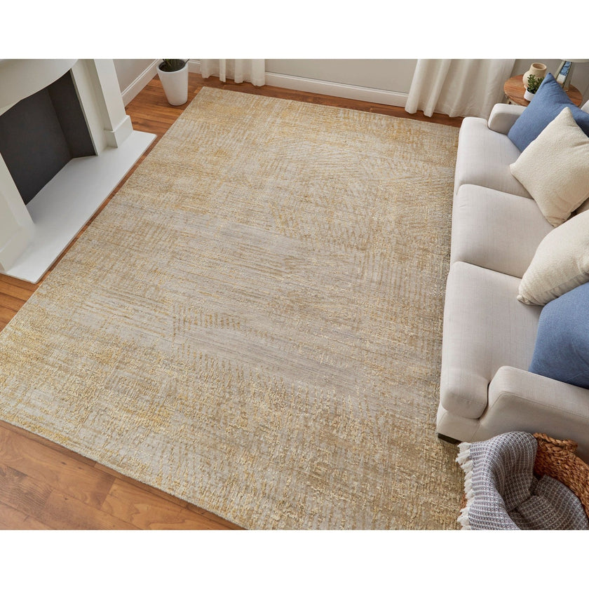 Feizy Eastfield 69FRF Modern Abstract in Yellow/Ivory/Gold