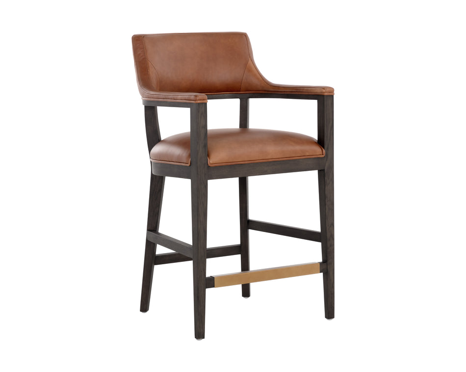 Sunpan Brylea Counter Stool - Brown - Shalimar Tobacco Leather