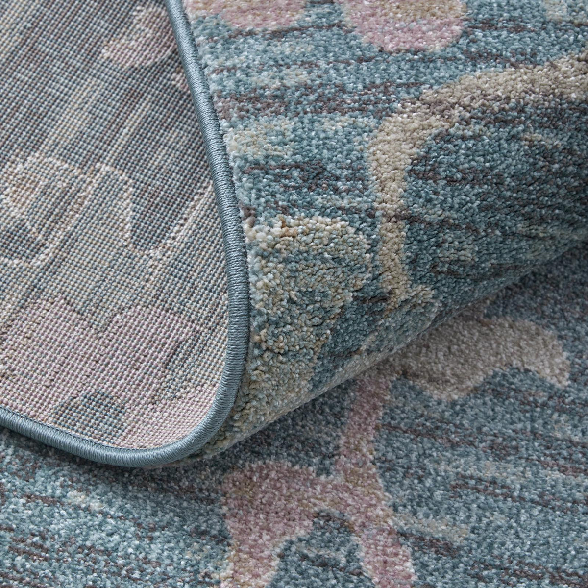 Feizy Dartmouth 39QMF Transitional Abstract Rug in Blue/Ivory/Pink