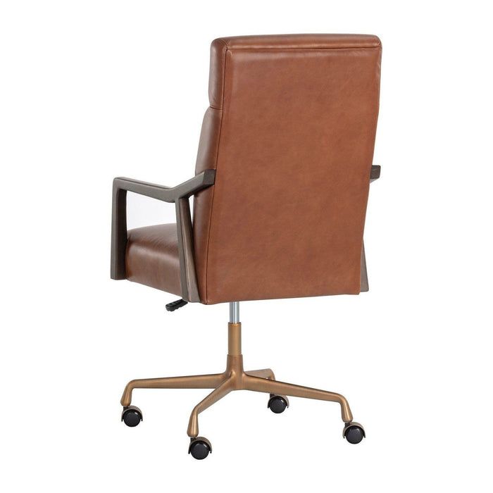 Sunpan Collin Office Chair - Brown - Shalimar Tobacco Leather