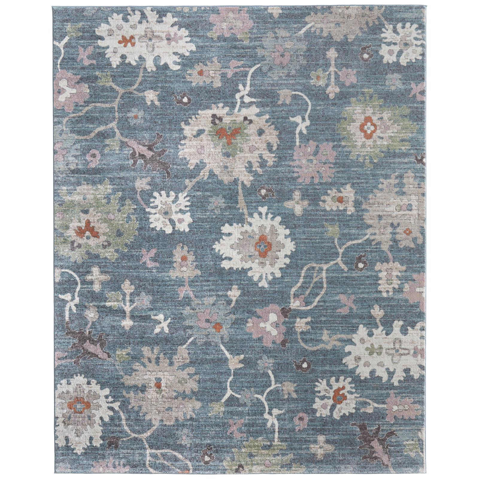 Feizy Dartmouth 39QMF Transitional Abstract Rug in Blue/Ivory/Pink