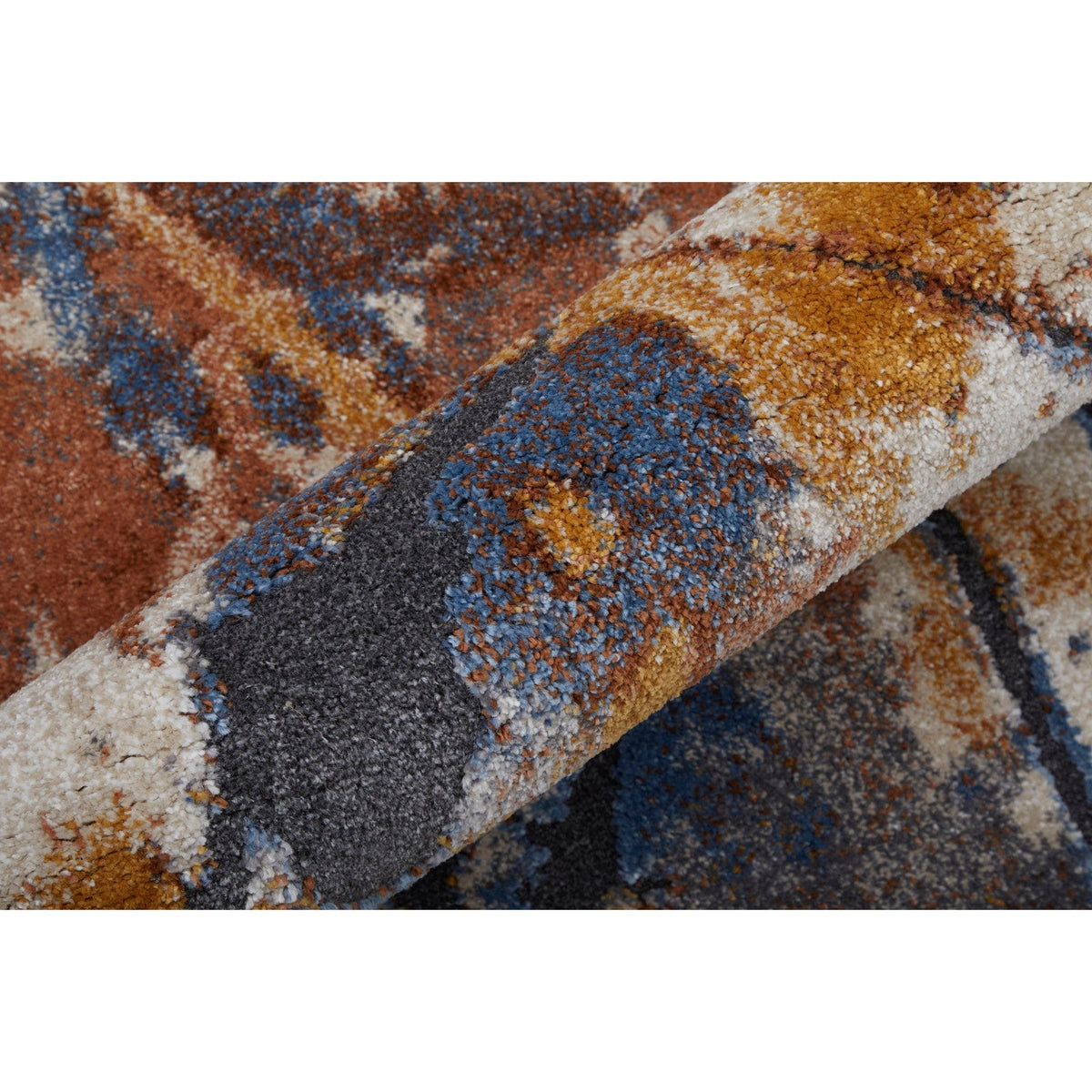 Feizy Gilmore 39MPF Modern Watercolor in Blue/Orange/Gray