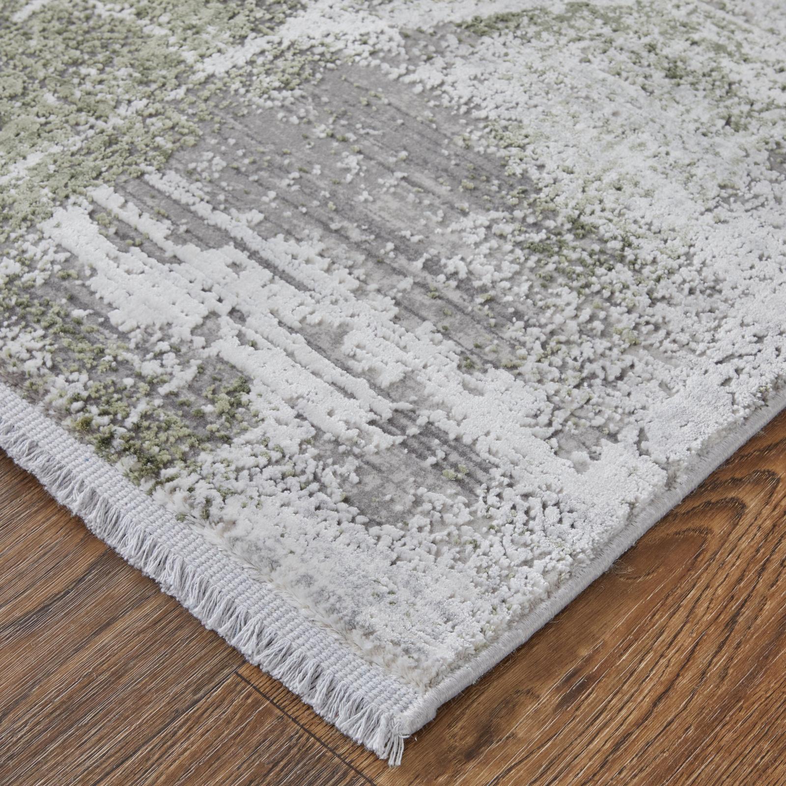 Feizy Cadiz 39N5F Modern Ikat Rug in Gray/Green/Silver