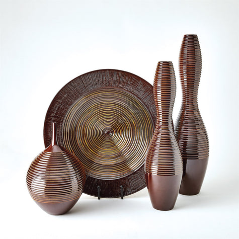 Global Views Ribbed Vases & Bottle - Garnet