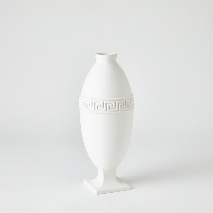 Global Views Greek Key Vase & Bowl - White