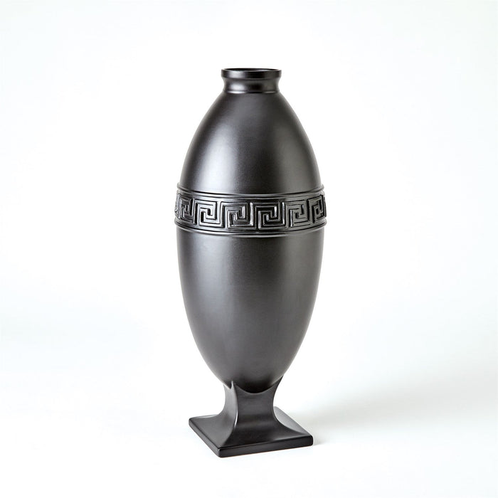 Global Views Greek Key Vase & Bowl - Black