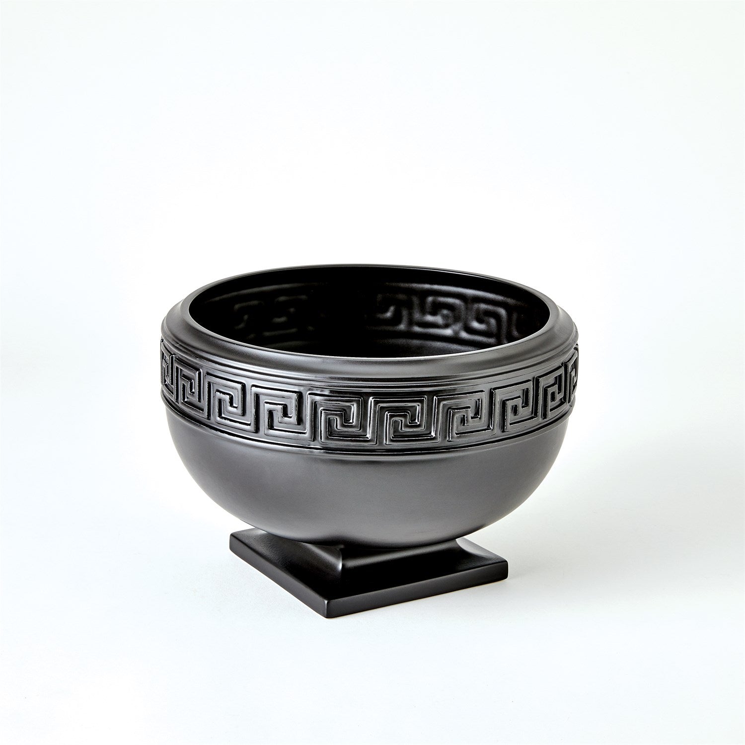 Global Views Greek Key Vase & Bowl - Black