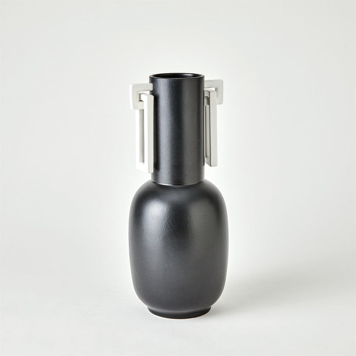 Global Views Grecian Handled Vase- Matte Black