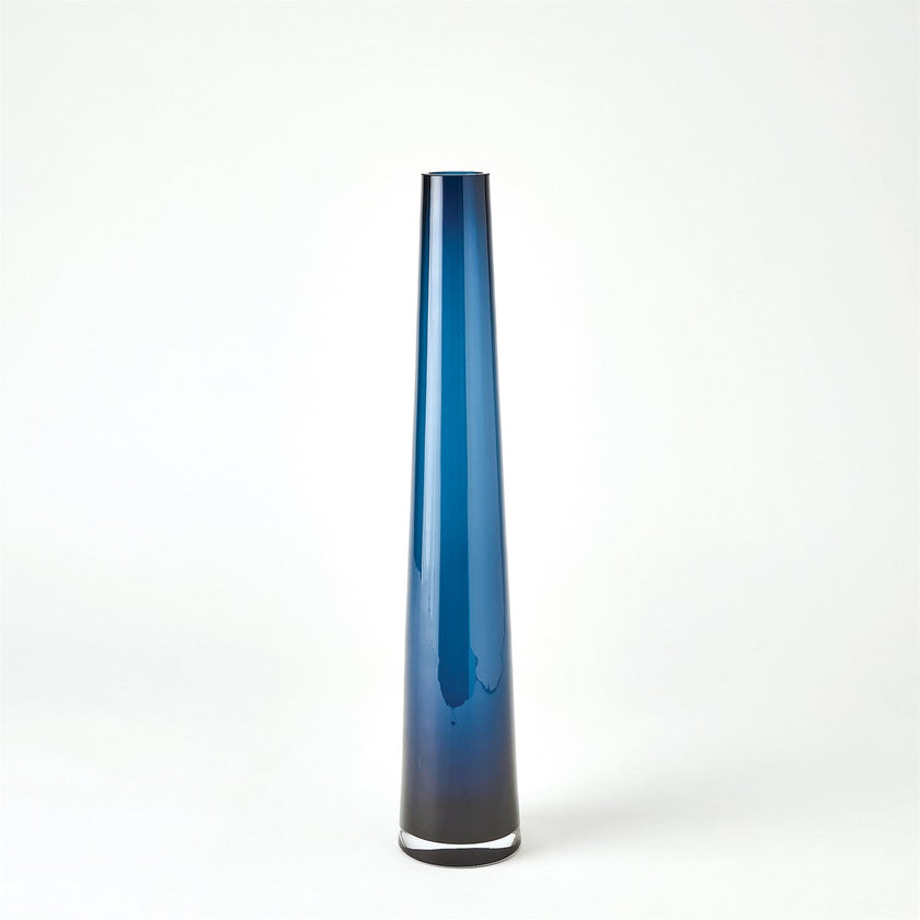 Global Views Glass Tower Vase - Blue