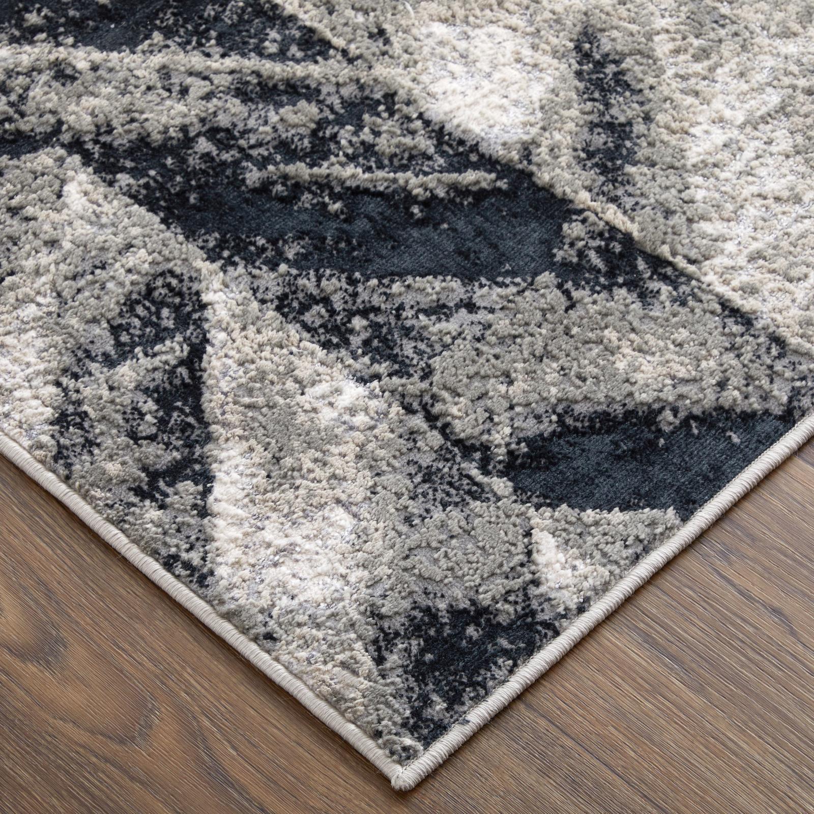 Feizy Micah 3048F Modern Chevron Rug in Black/Gray/Silver