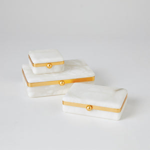 Global Views Gold Band Swivel Alabaster Box