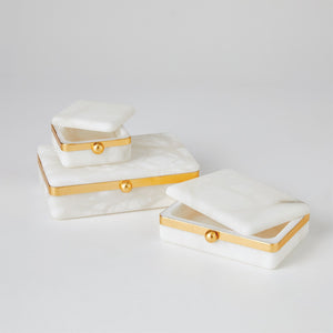 Global Views Gold Band Swivel Alabaster Box