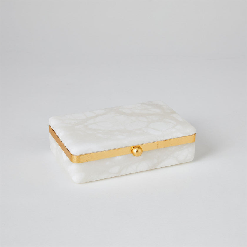 Global Views Gold Band Swivel Alabaster Box