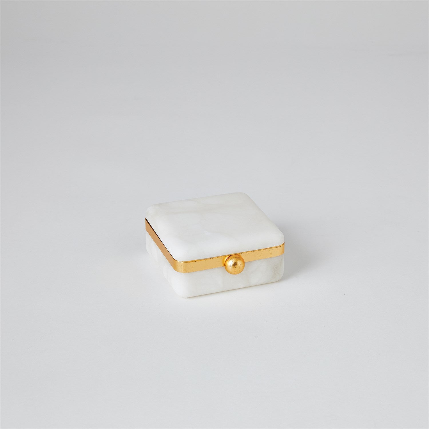 Global Views Gold Band Swivel Alabaster Box
