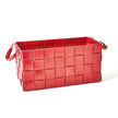 Global Views Soft Woven Leather Basket - Deep Red