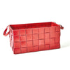 Global Views Soft Woven Leather Basket - Deep Red