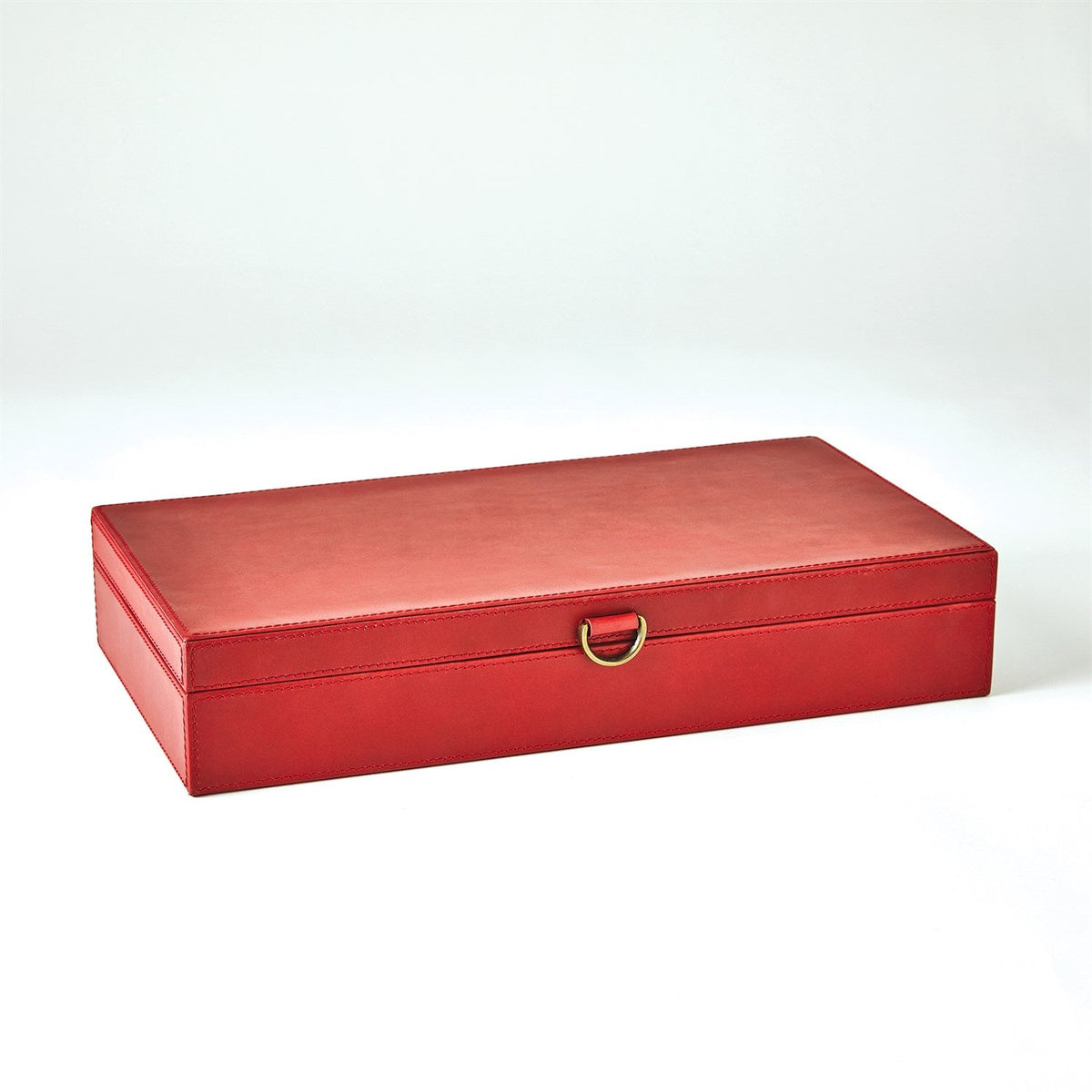 Global Views Marbled Leather D Ring Box - Deep Red