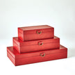 Global Views Marbled Leather D Ring Box - Deep Red