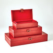 Global Views Marbled Leather D Ring Box - Deep Red