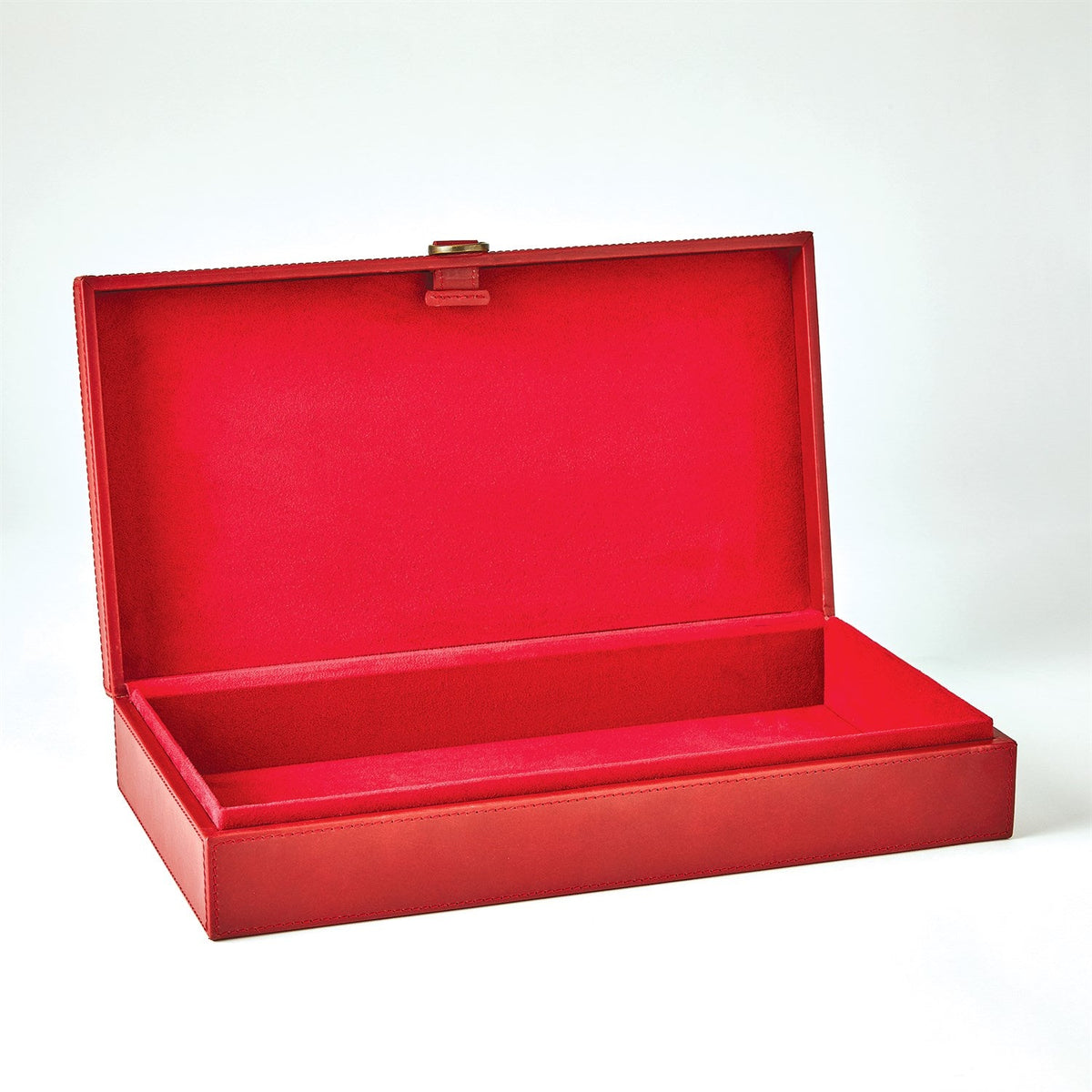 Global Views Marbled Leather D Ring Box - Deep Red