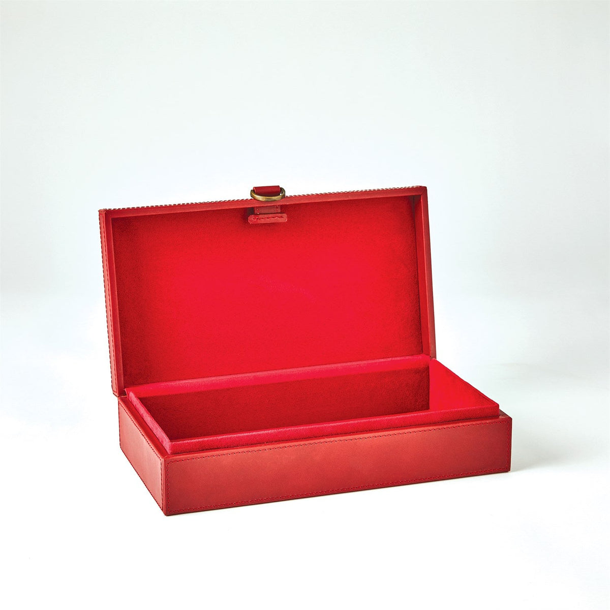 Global Views Marbled Leather D Ring Box - Deep Red