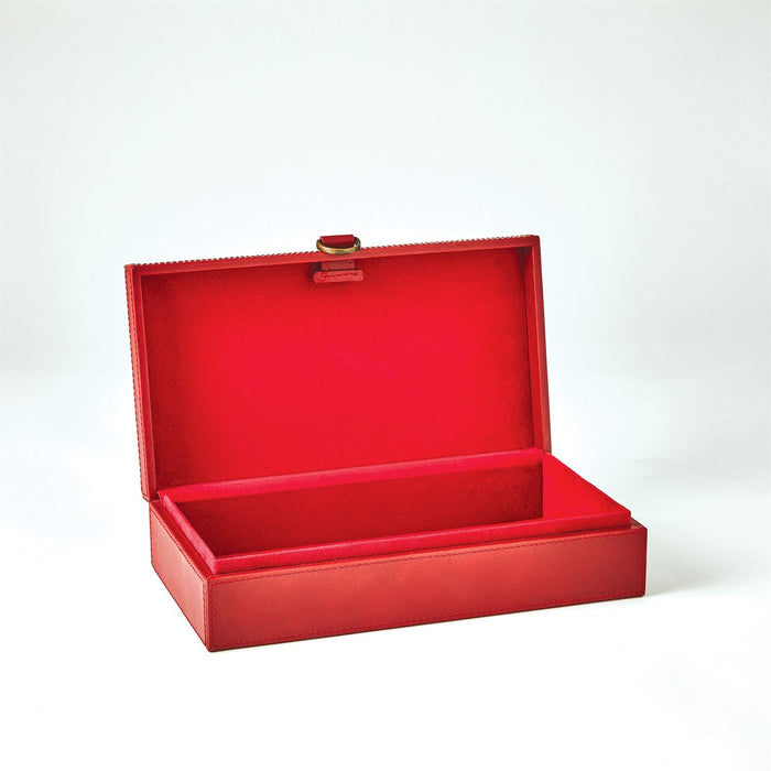 Global Views Marbled Leather D Ring Box - Deep Red
