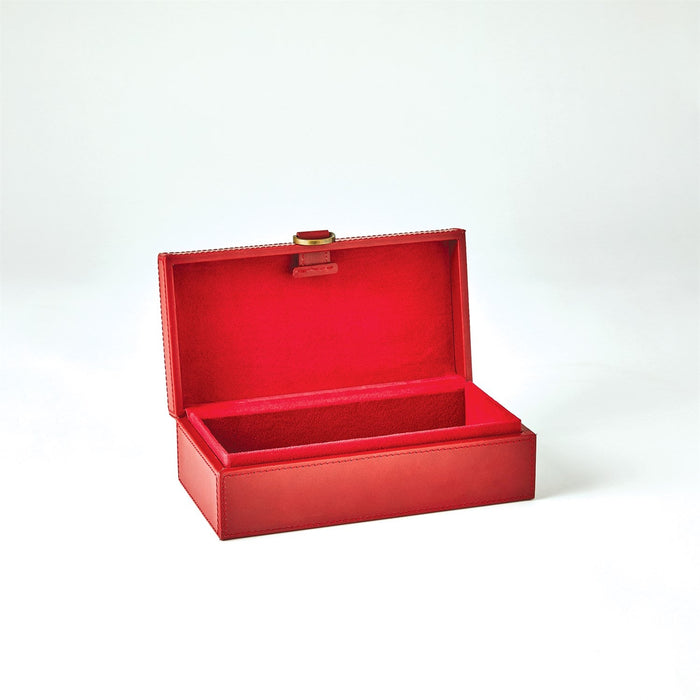 Global Views Marbled Leather D Ring Box - Deep Red