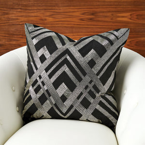 Global Views Woven Lines Pillow - Black/Silver