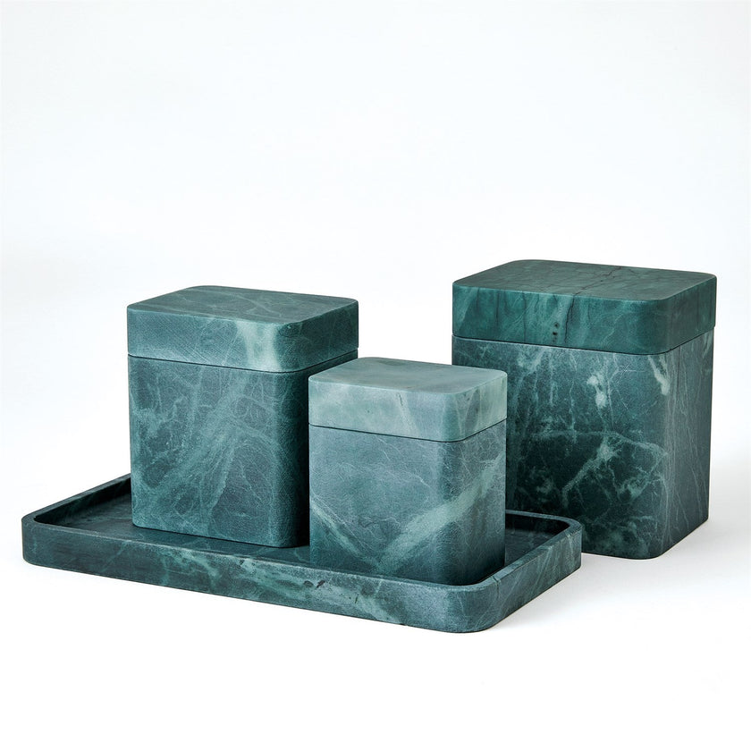 Global Views Raggio Alabaster Box - Black/Green