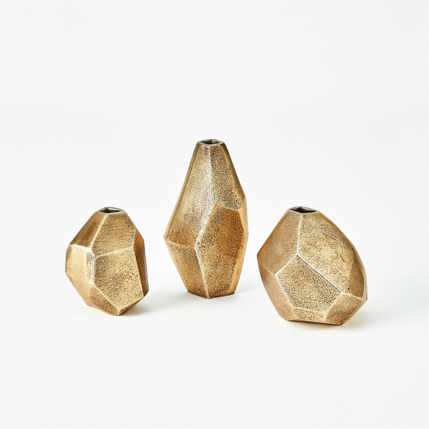 Global Views S Geo Vases - Antique Brass