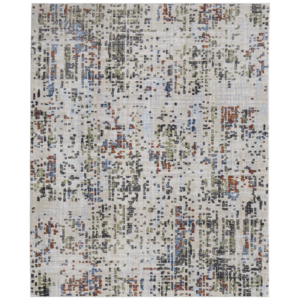 Feizy Sonora 39NVF Modern Abstract Rug in Ivory/Green/Blue