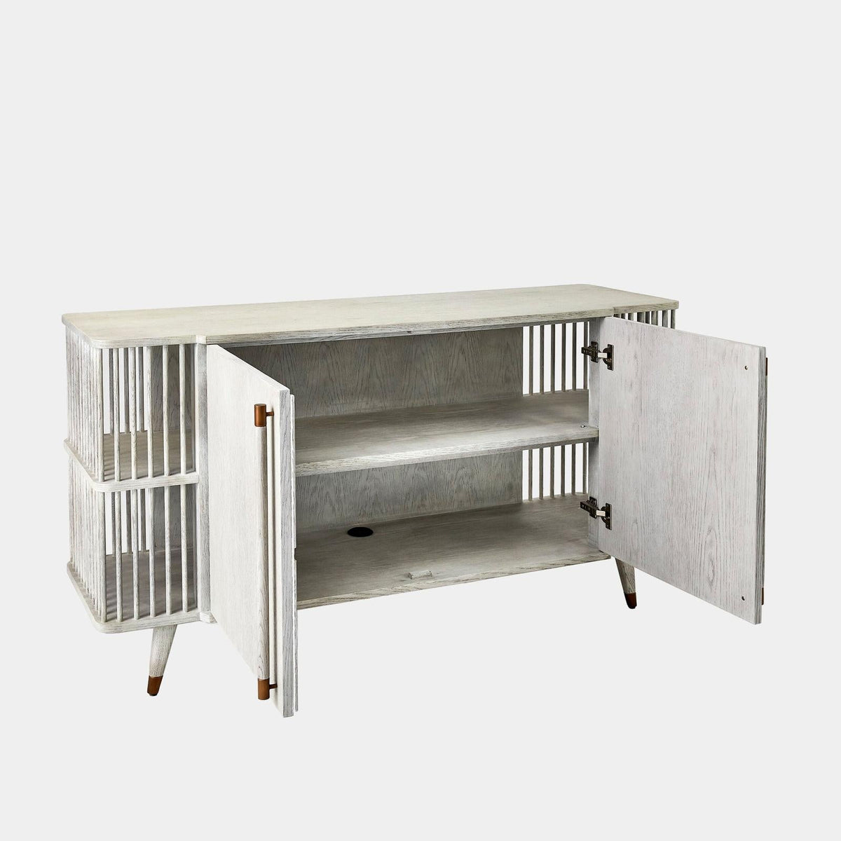 Global Views Arbor Whitewashed Finish Media Cabinet Clearance