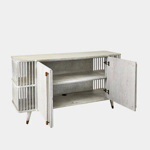 Global Views Arbor Whitewashed Finish Media Cabinet Clearance
