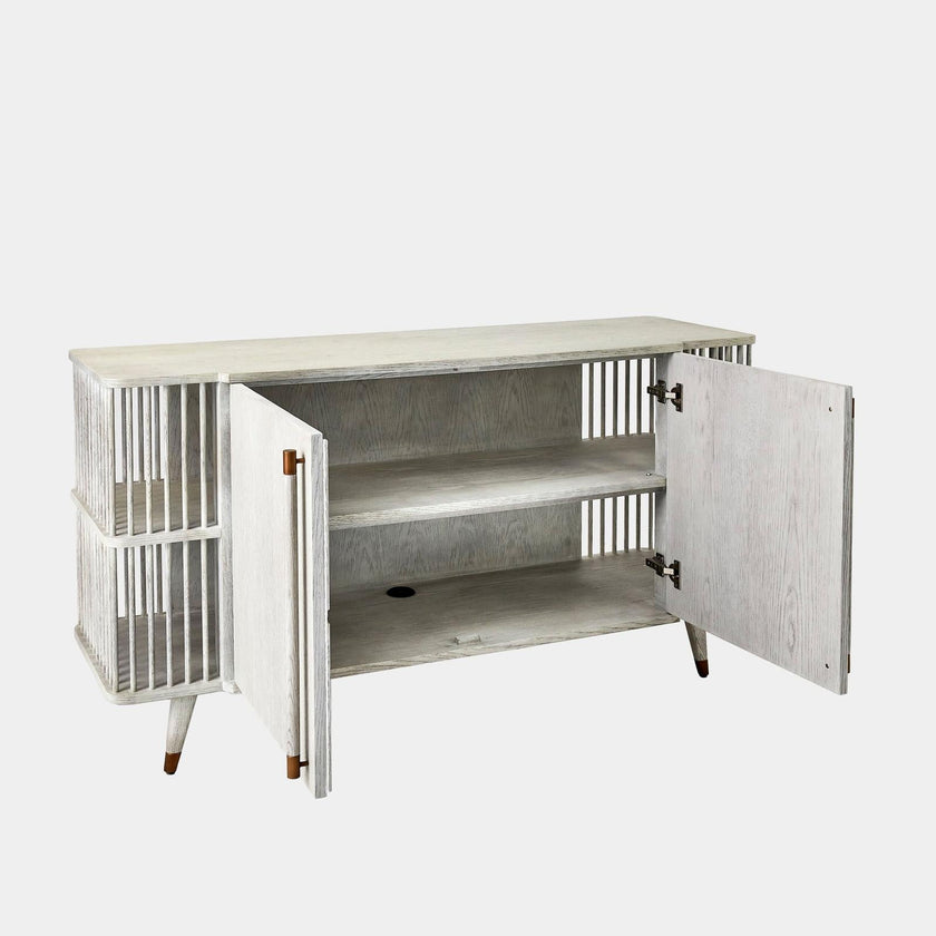 Global Views Arbor Whitewashed Finish Media Cabinet Clearance