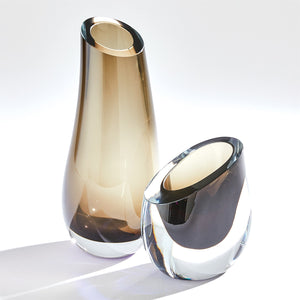 Global Views Slant Vase - Smoke