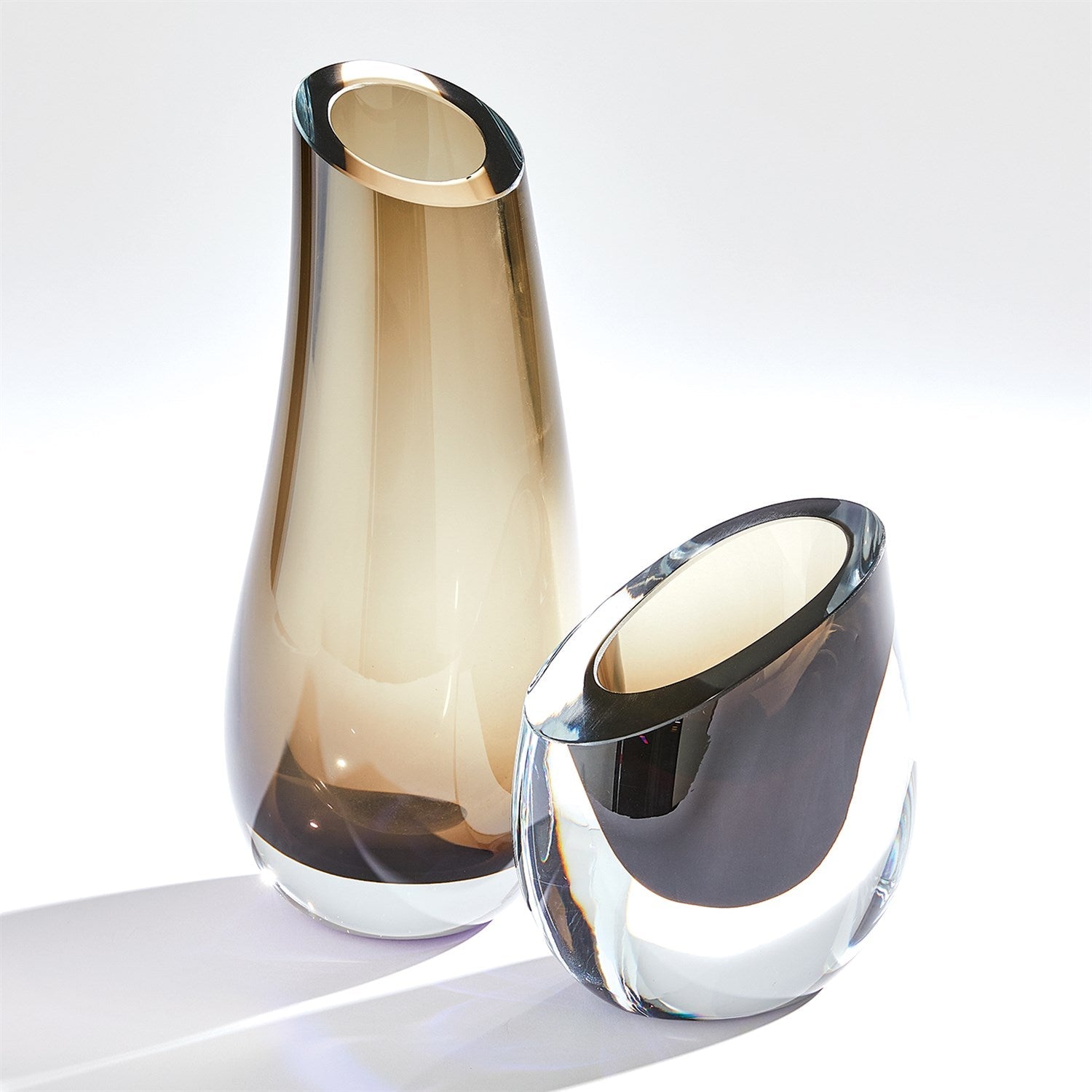 Global Views Slant Vase - Smoke