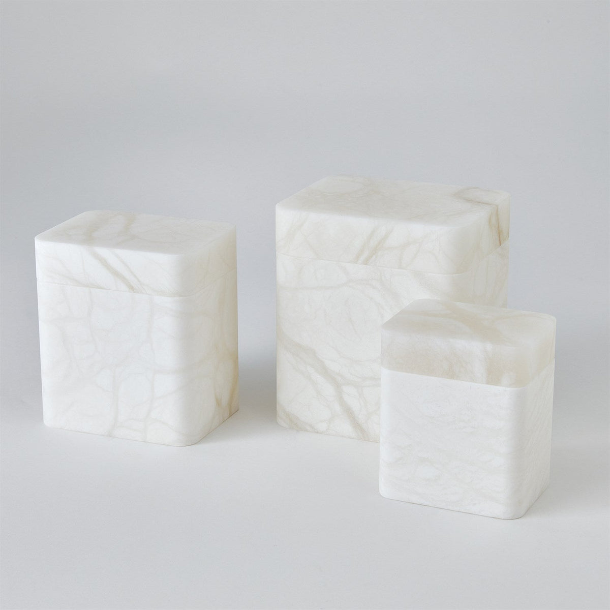 Global Views Raggio Alabaster Box - White