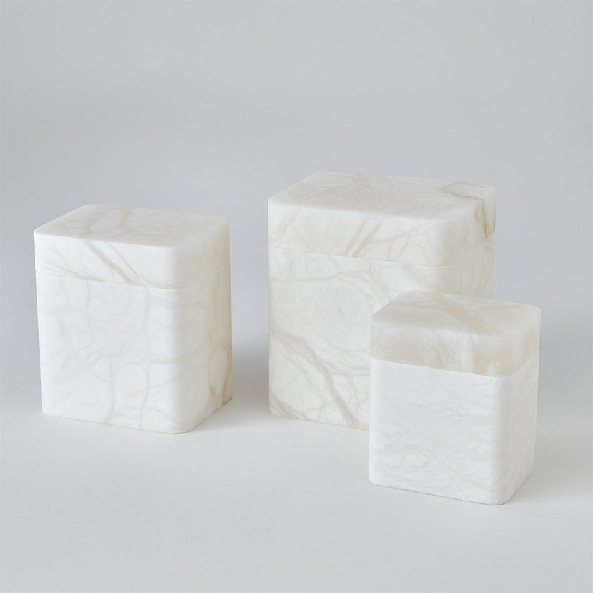 Global Views Raggio Alabaster Box - White