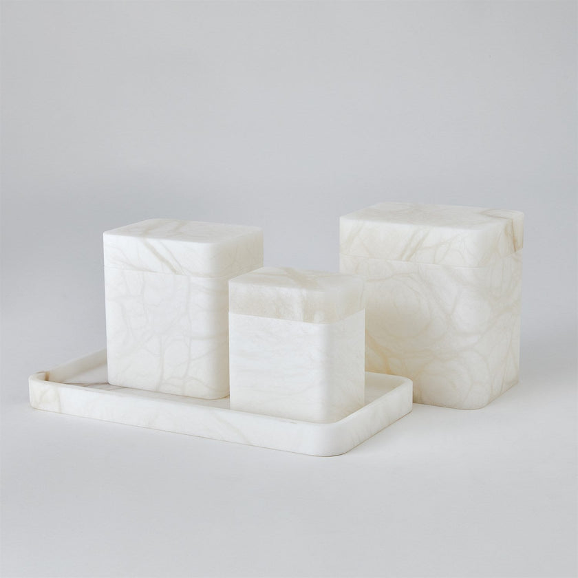 Global Views Raggio Alabaster Box - White