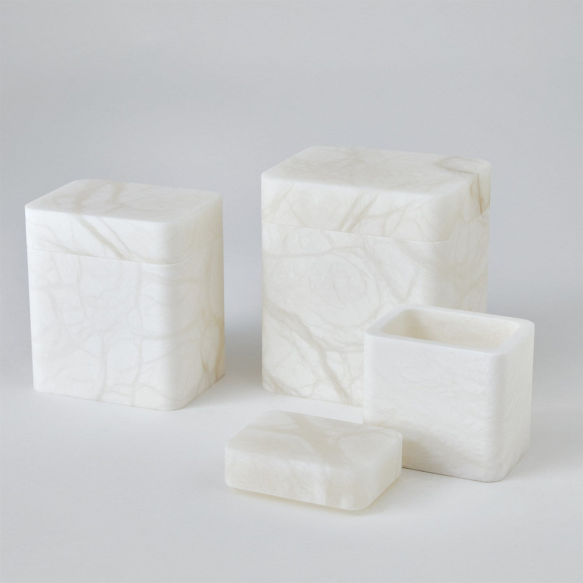 Global Views Raggio Alabaster Box - White