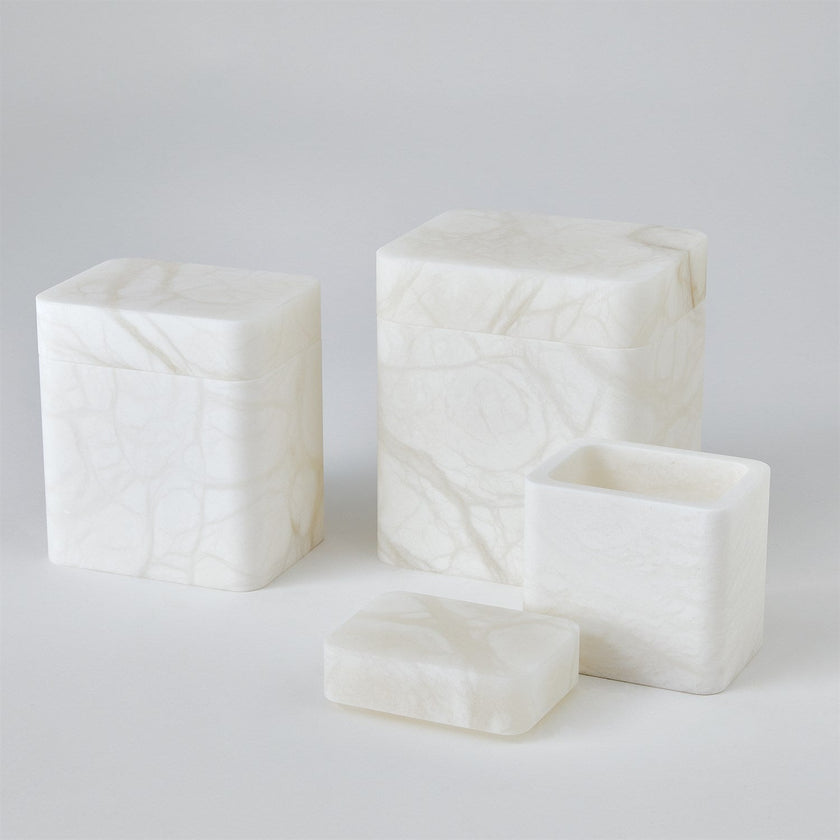 Global Views Raggio Alabaster Box - White