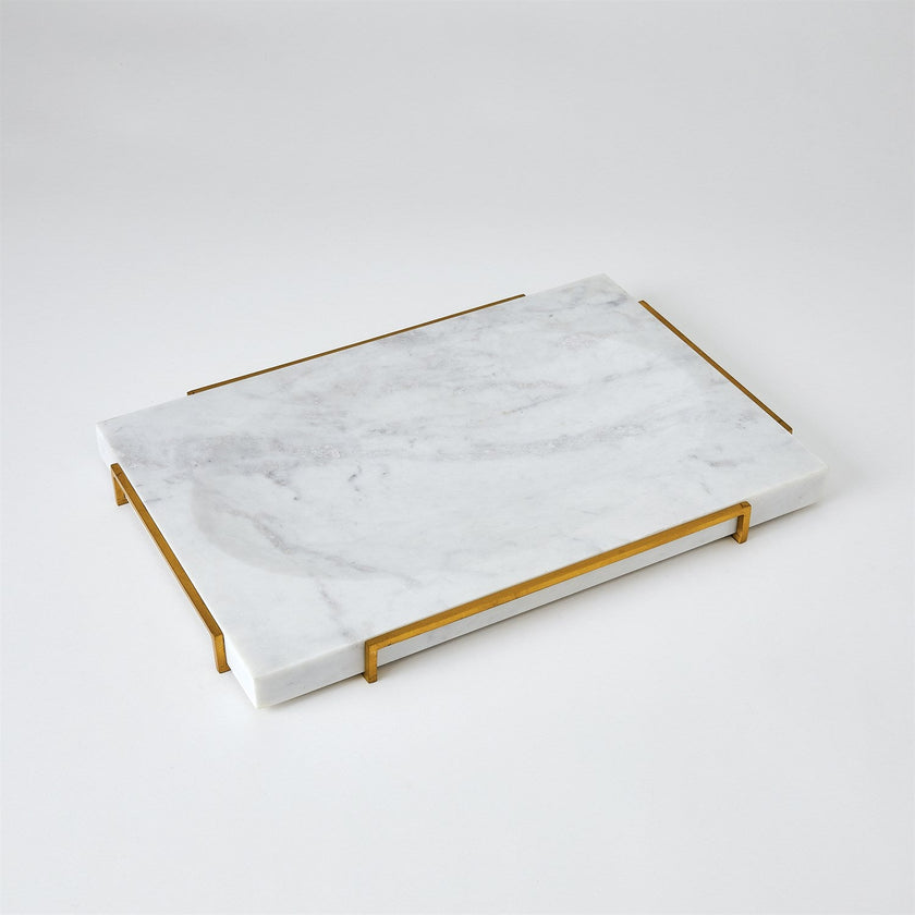 Global Views Overture Tray - White Marble