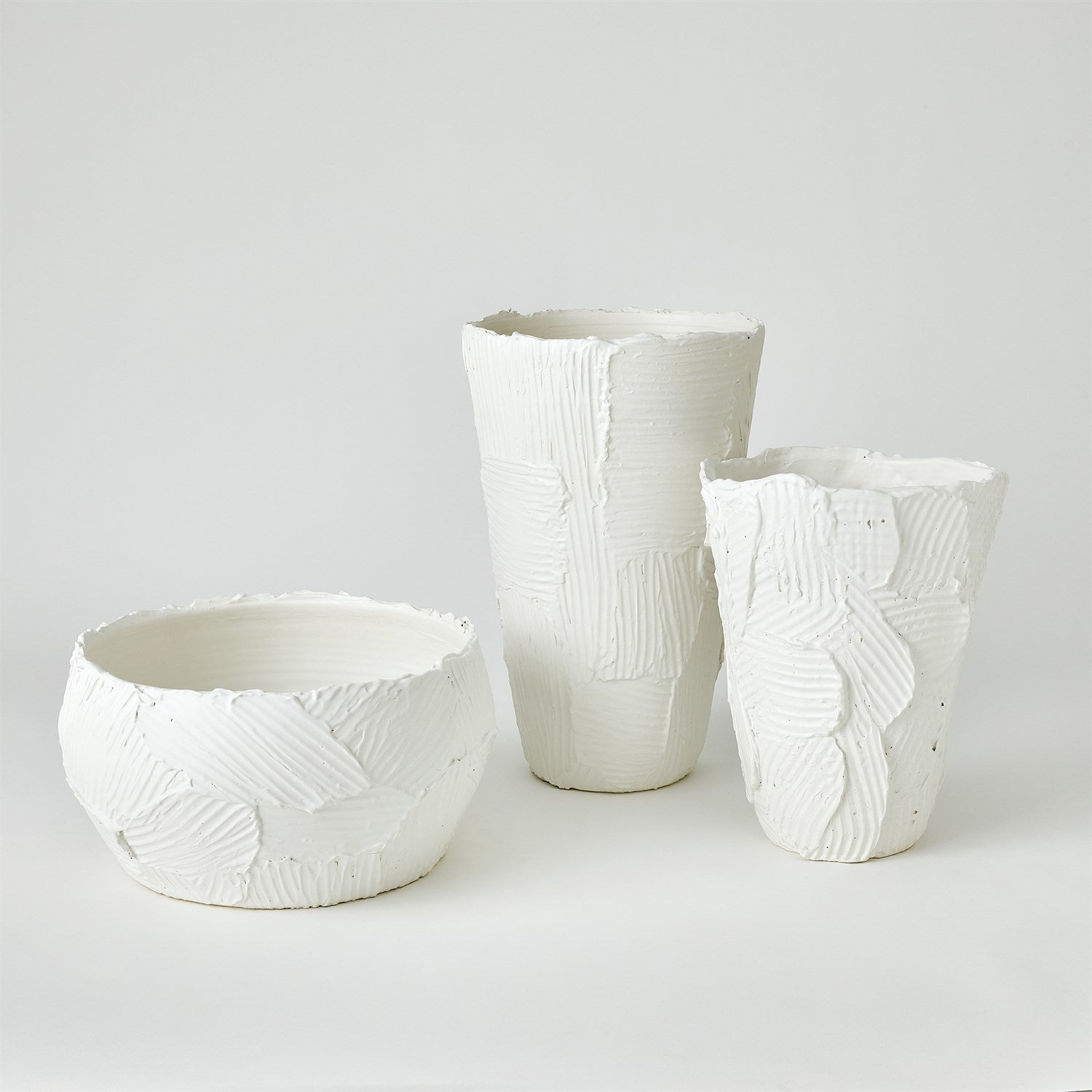Global Views Chip Bowl & Vases - Matte White