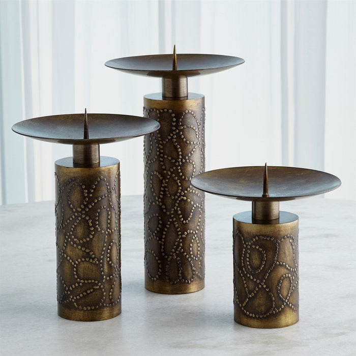 Global Views Paten Candle Holder - Antique Brass