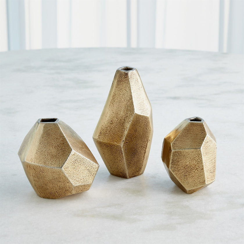 Global Views S Geo Vases - Antique Brass