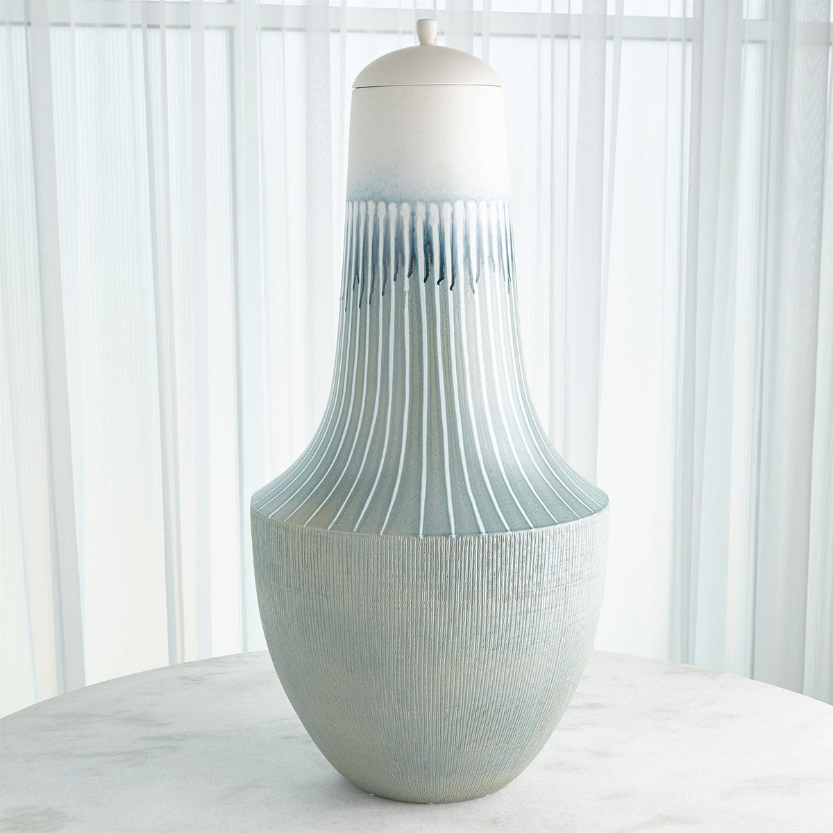 Global Views Striped Flair Vase & Bowl - Lambs Ear