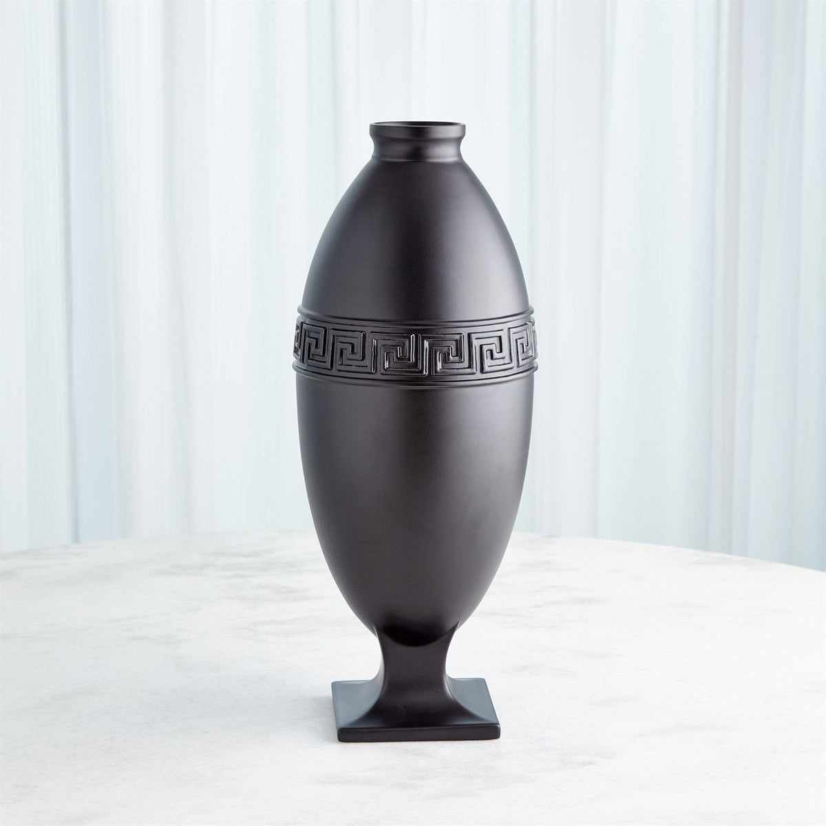 Global Views Greek Key Vase & Bowl - Black