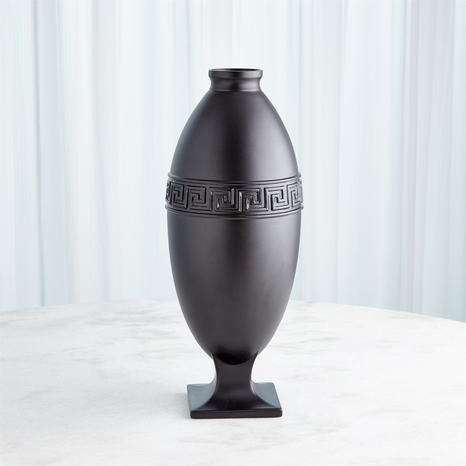 Global Views Greek Key Vase & Bowl - Black