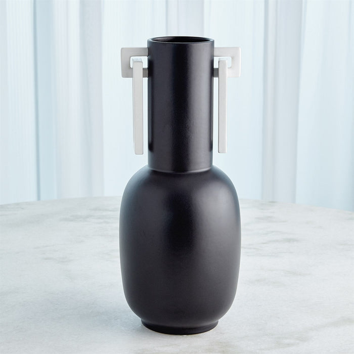 Global Views Grecian Handled Vase- Matte Black